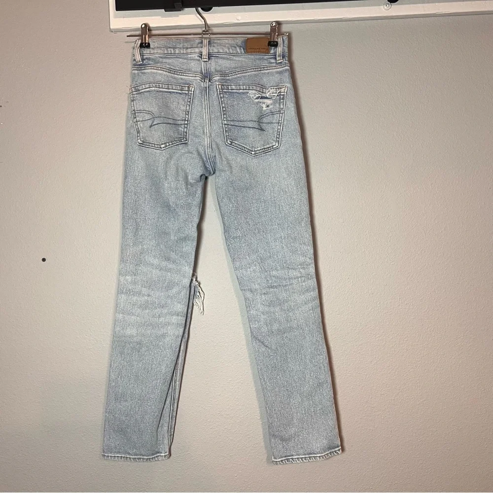 American Eagle Super High Rise Ankle Straight Jeans Women’s Size 00 Distressed - Picture 6 of 12